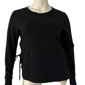 Well + Calm Black Sweattop Women's Large Grommets Lace Up Sides Gothcore Y2K